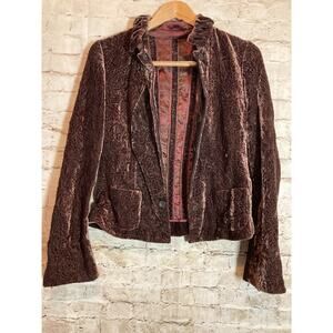 Silk Velvet Jacket Womens Medium Coquette Dark Romantic Mauve Coquette Feminine